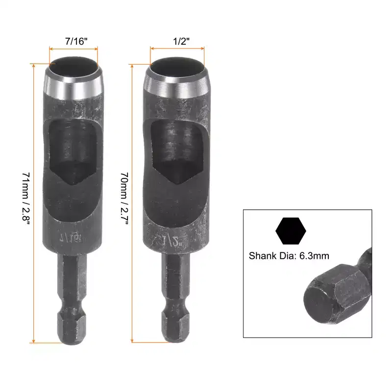 Unique Bargains Carbon Steel Hex Shank Hand Leather Craft Hole Punch for Drill