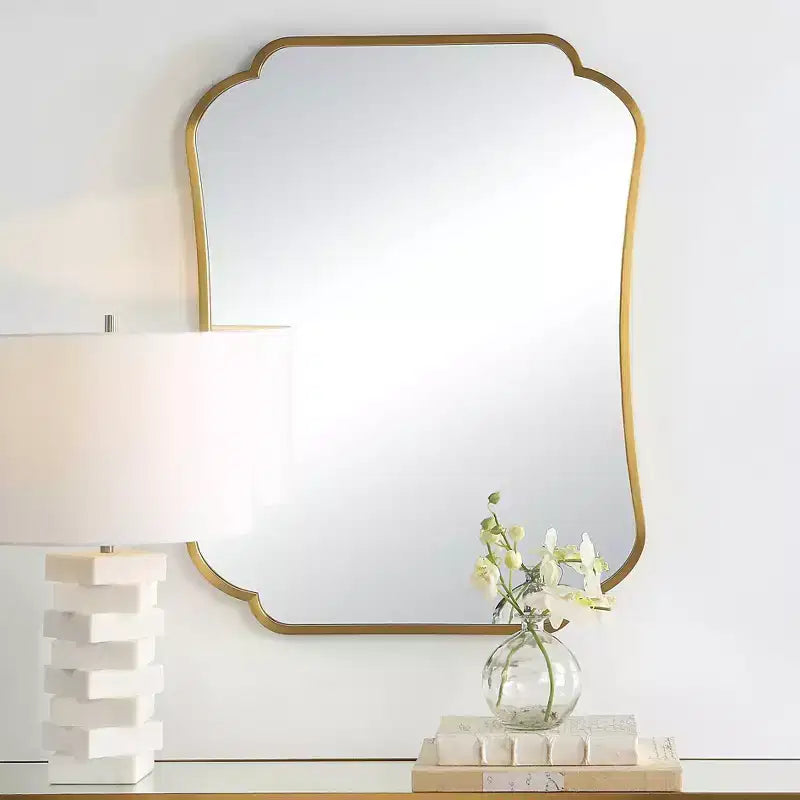 Uttermost Athena Brushed Brass 24 x 32 Curved Wall Mirror