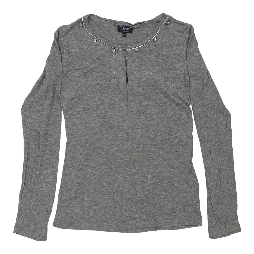 Women's Long Sleeve T-Shirt Small Grey Viscose Relaxed Fit