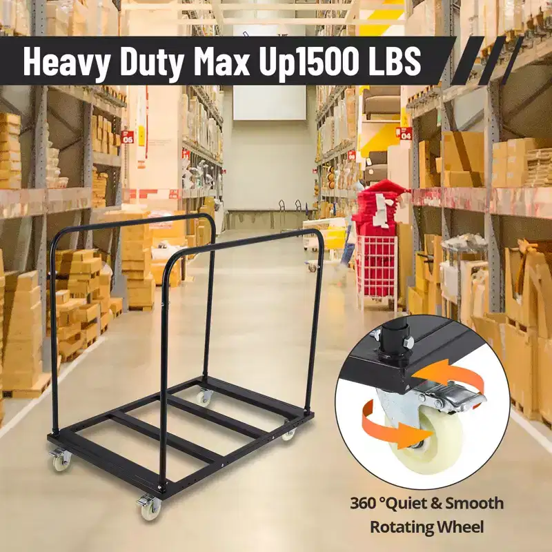 Table Cart Heavy Duty Folding Trolley with 5 Swivel Wheels - 10 Table Capacity for Garage, Warehouse, Events