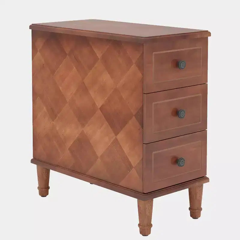 Narrow Wood End Table with 3 Drawers – Fully Assembled Nightstand for Bedroom & Living Room