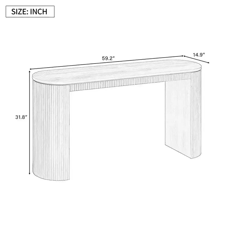 Modern Entryway Console Table with Curved Legs, Vertical Stripe Design, Narrow Table for Living Room