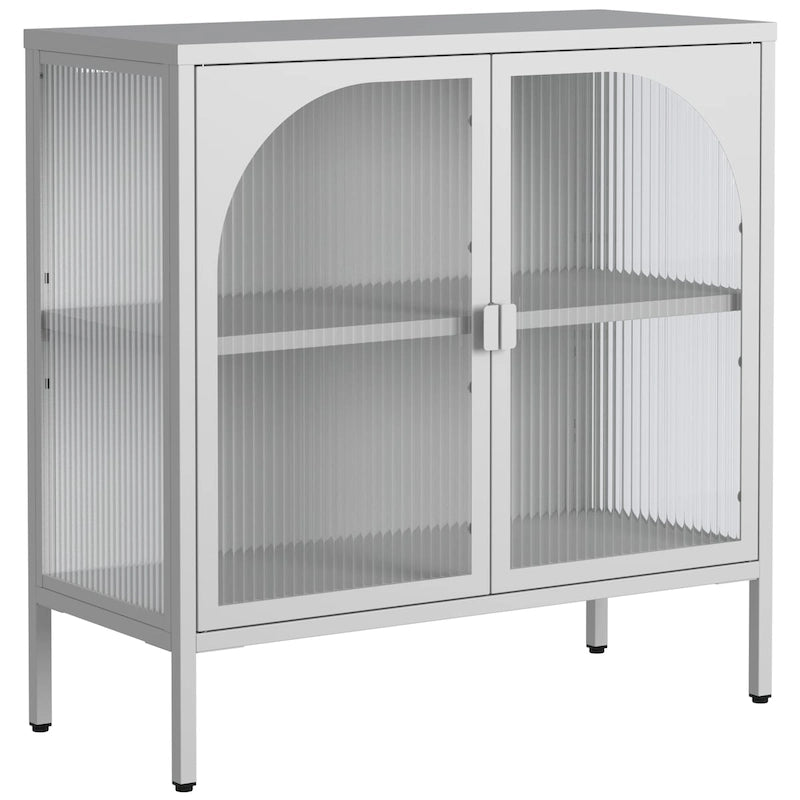 Metal Sideboard Cabinet with 2 Glass Doors and Adjustable Shelves