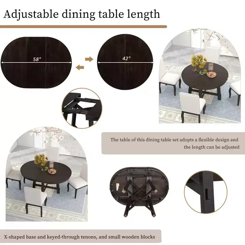 Farmhouse Dining Table with 4-Leg X-Shaped Base and 16