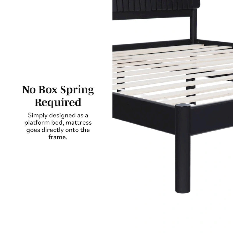 Slatted Headboard Modern King Platform Bed Frame - Wood Slat Support, No Box Spring Needed