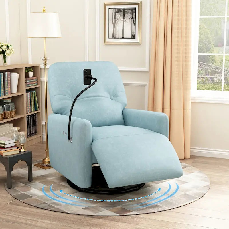 270-Degree Swivel Electric Recliner with Phone Holder and Rocking Motion