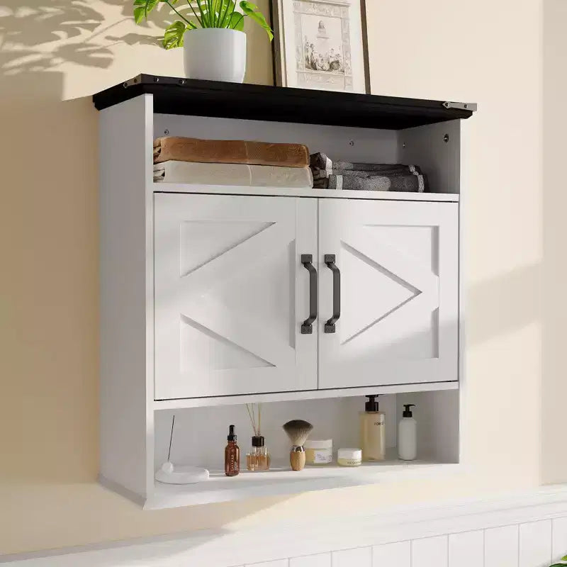 Wall-Mounted Bathroom Storage Cabinet with Open Shelves