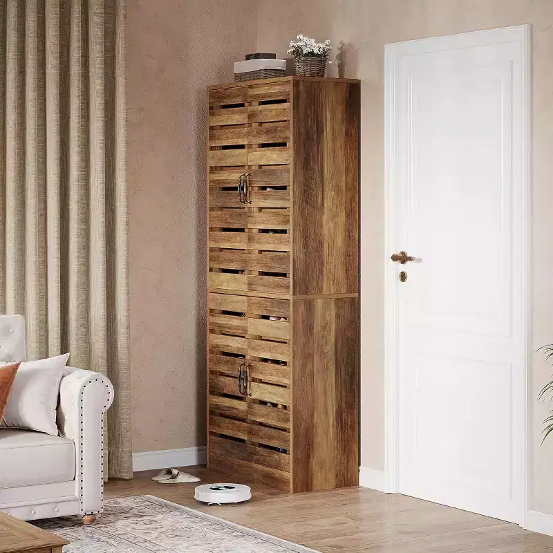 Lantine 70.8 Tall Shoe Cabinet with Shutter Doors, 9-Tier 27 Pairs Vertical Shoe Storage Cabinet