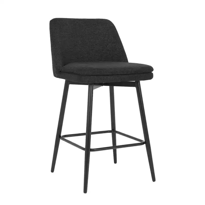 Counter Height Swivel Bar Stool, Linen & Matte Black