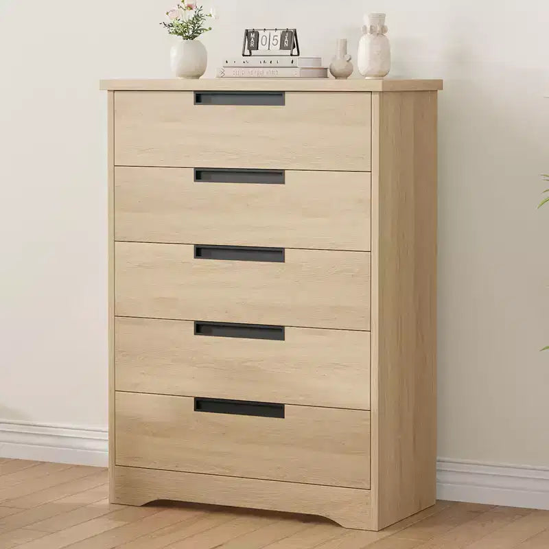 5-Drawer Wooden Dresser, Chest of Drawers for Bedroom & Living Room