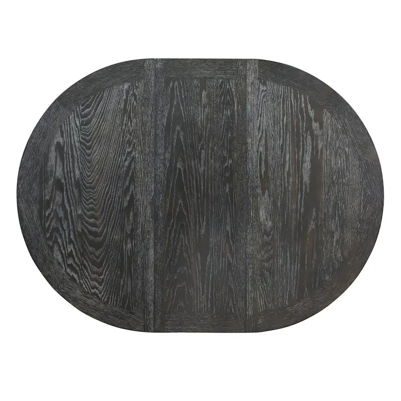 Black Wooden Dining Table with Extendable Round Table & 4 Chairs