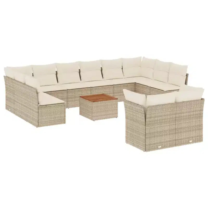 vidaXL Patio Sofa Set with Cushions Outdoor Furniture 13 Piece Poly Rattan