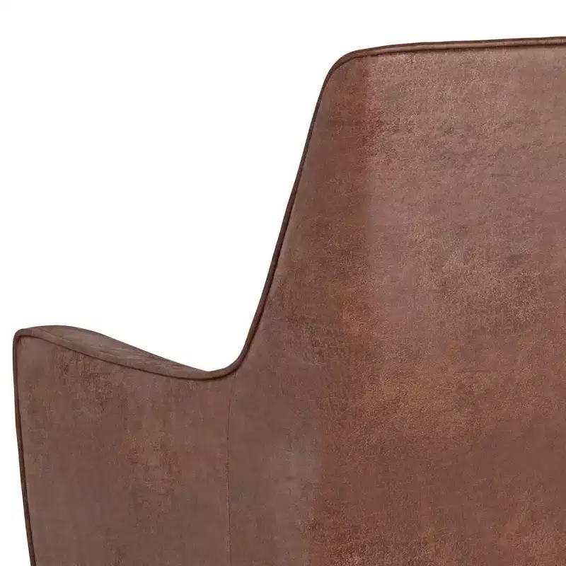 Warnock Accent Chair Distressed Saddle Brown - WyndenHall: Faux Leather, Rubberwood Legs
