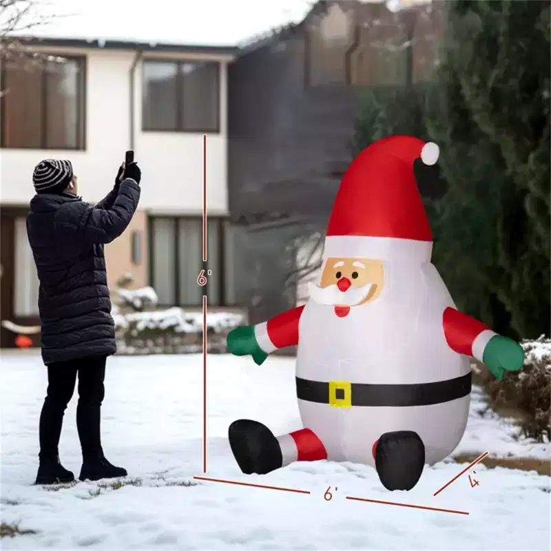 NAYSAYE 6FT Inflatable Christmas Santa Claus With Rotating Magic Ball Festive Holiday Decoration For Yard And Home, Red and White, 72.4*49.2*72
