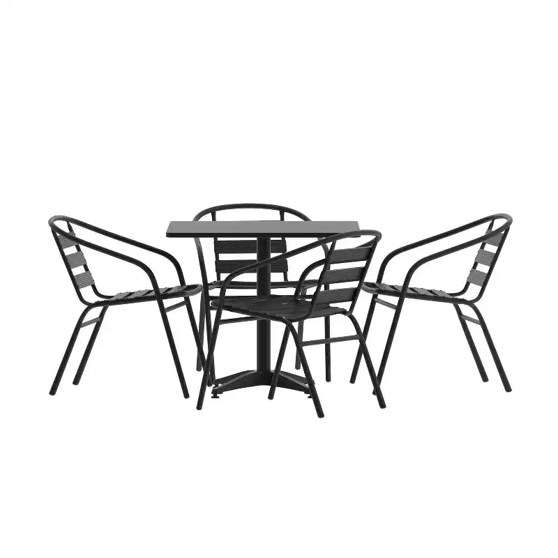 Flash Furniture Lila 31.5'' Square Aluminum Indoor-Outdoor Table Set with 4 Slat Back Chairs