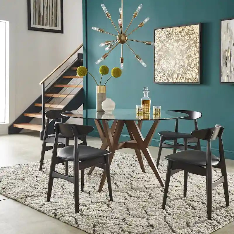 Round Mid-Century Modern Walnut Base Dining Table
