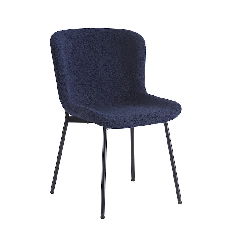 Fabric Upholstered Armless Dining Chairs with Powder-Coated Steel Legs, Set of 2