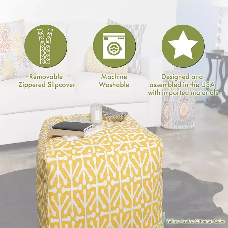 Majestic Home Goods,Cube Pouf Plantation