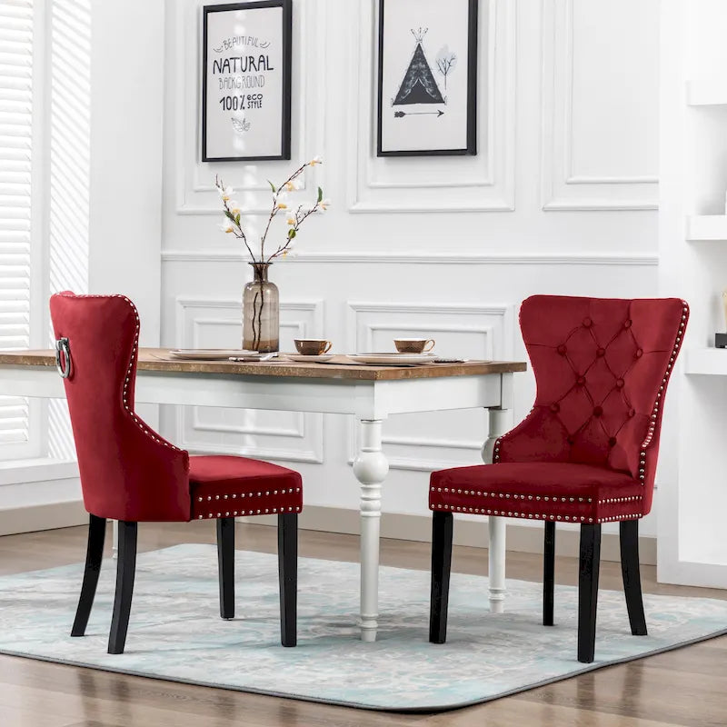 Grandview Tufted Upholstered Dining Chair (Set of 2) with Nailhead Trim and Ring Pull