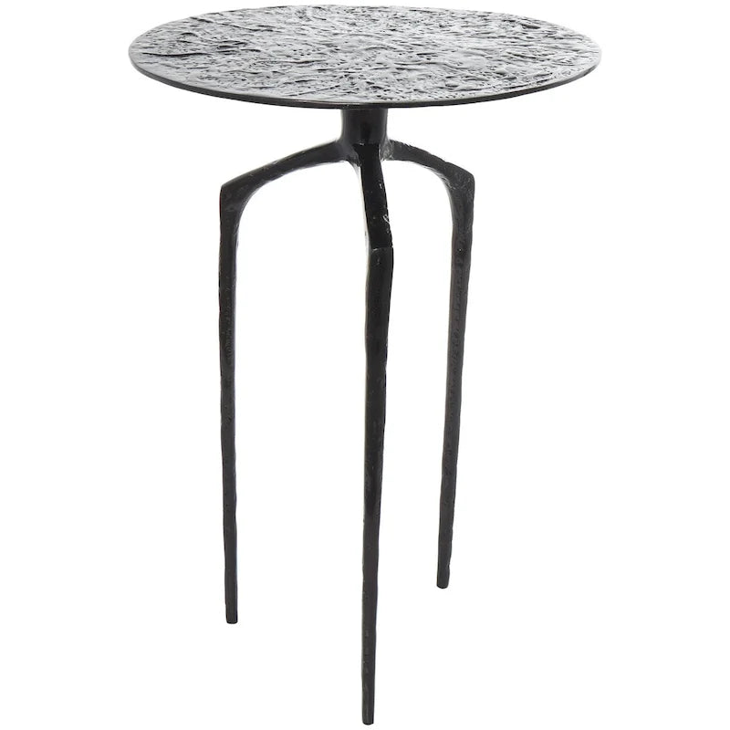 Aluminum Metal Geometric Slim Textured Side End Accent Table