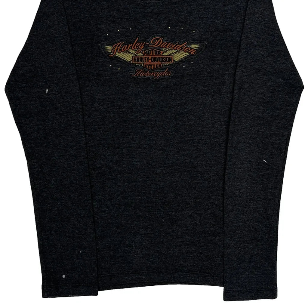 Graphic Long Sleeve T-Shirt Large Black Cotton Women