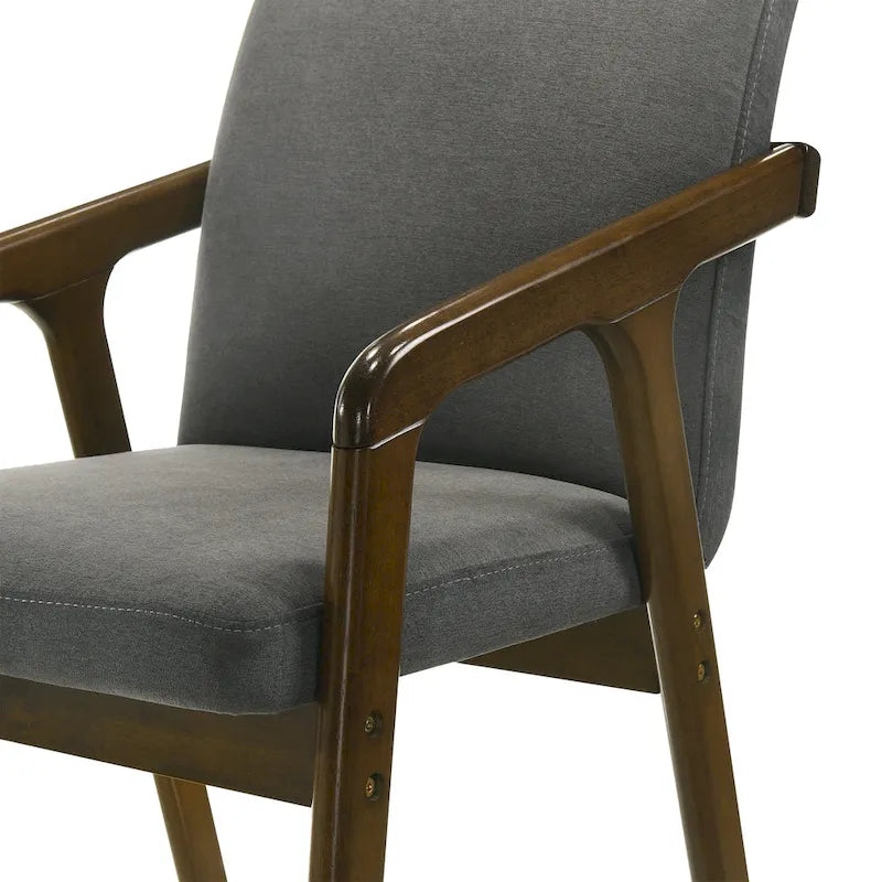 Simple Rustic Upholstered Dining Chair with Wooden Armrests