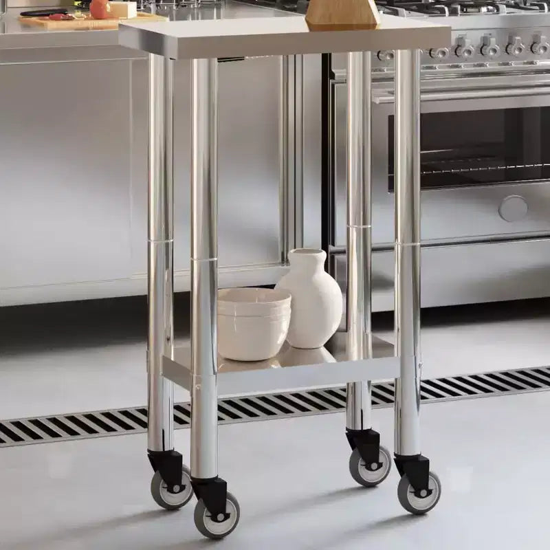 Kitchen Work Table with Wheels 32.5x11.8x33.5 Stainless Steel