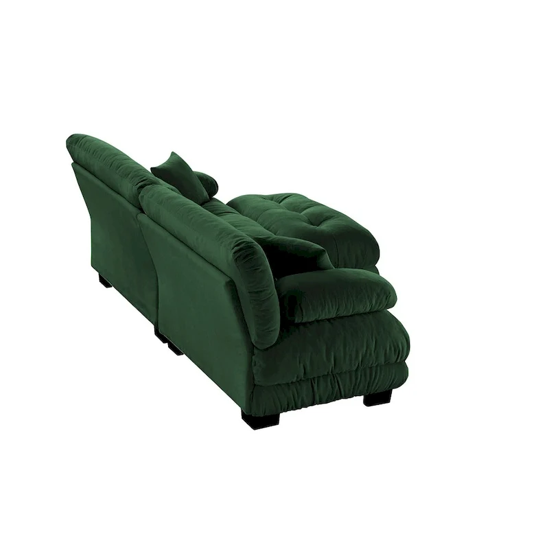 L Shaped Loveseat Sofa Chenille Sectional Couch with Lumbar Pillows