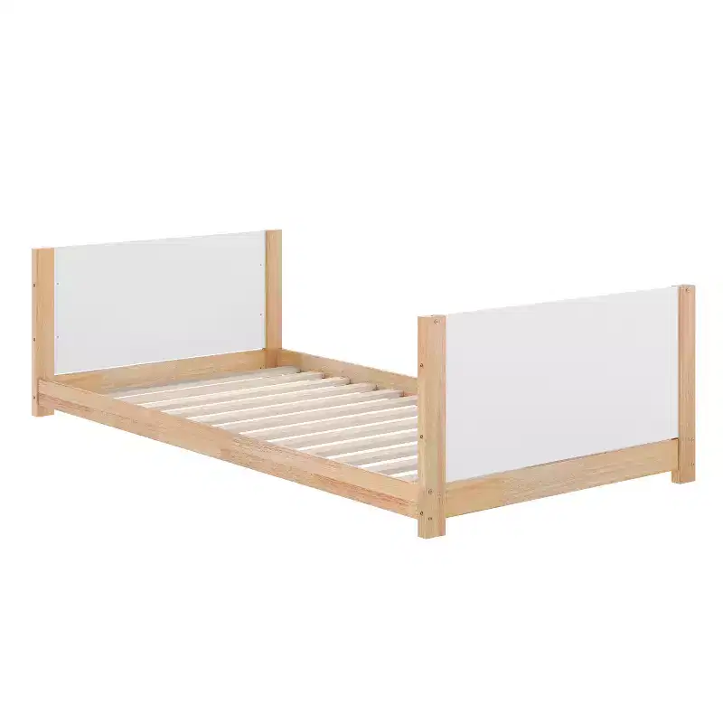 Emma and Oliver Kids Bunk Bed with Convertible, Solid Wood Frame and Easy-to-Climb Ladder with No Box Spring Required