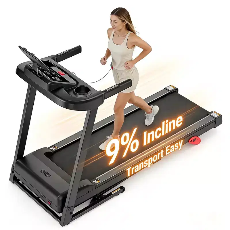 Treadmill with 12% Auto Incline, 3.0HP Quiet Folding Treadmill with Handrail, 300 lbs Capacity, App Control, Heart Rate, Wide Belt for Home