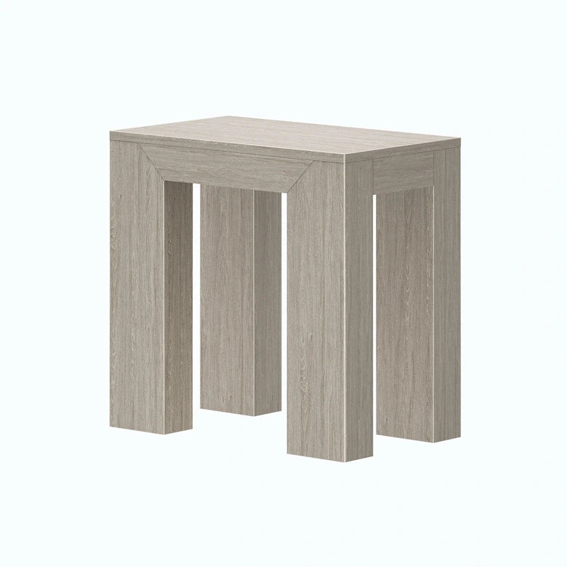 Modern Rectangular Solid Pine Wood Side Table with Wirebrush Finish