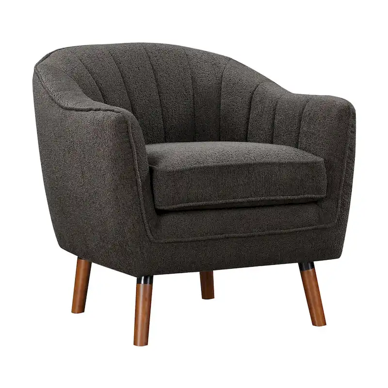31 Inch Accent Armchair with Polyester Upholstery and Wood Legs