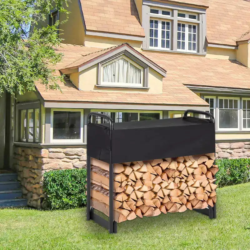 4.3 FT Heavy-Duty Firewood Rack with Waterproof Cover