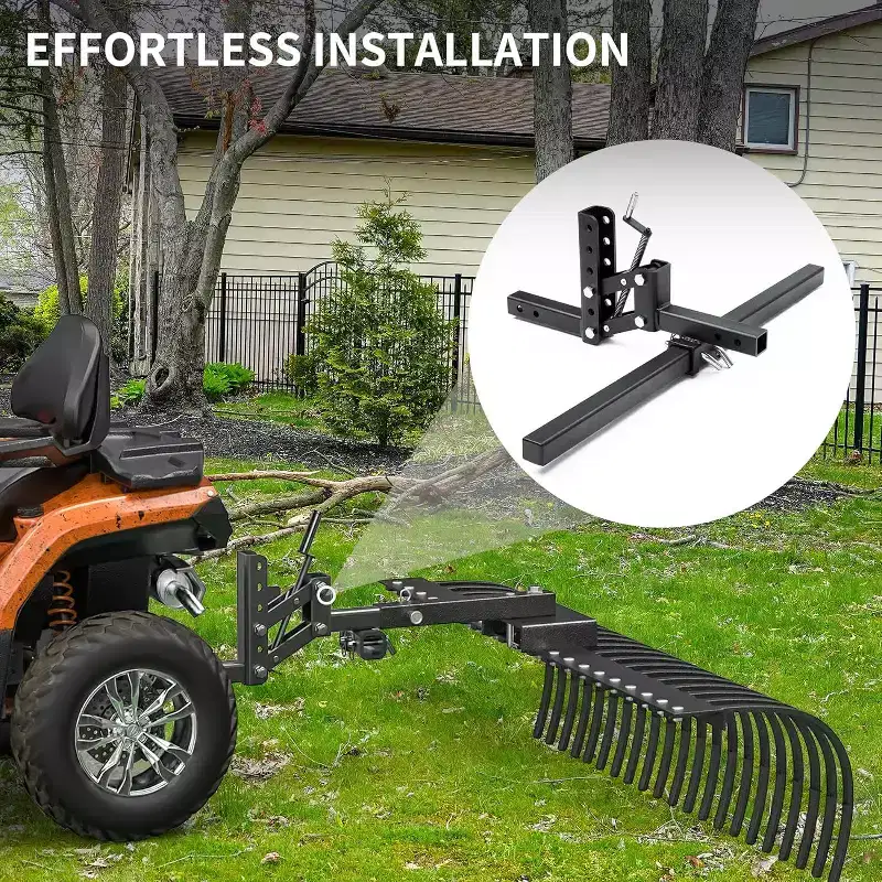 Manual Implement Lift, 1-Point and 2-inch Receiver for ATV/UTV Tractors and Plow Scarifier, Adjustable Height Lift, 50 Inches, Black
