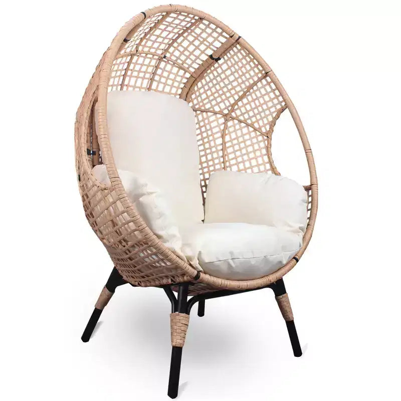 GDFStudio Larkin Modern Galvanized Steel and Polyester Upholstered Egg Chair