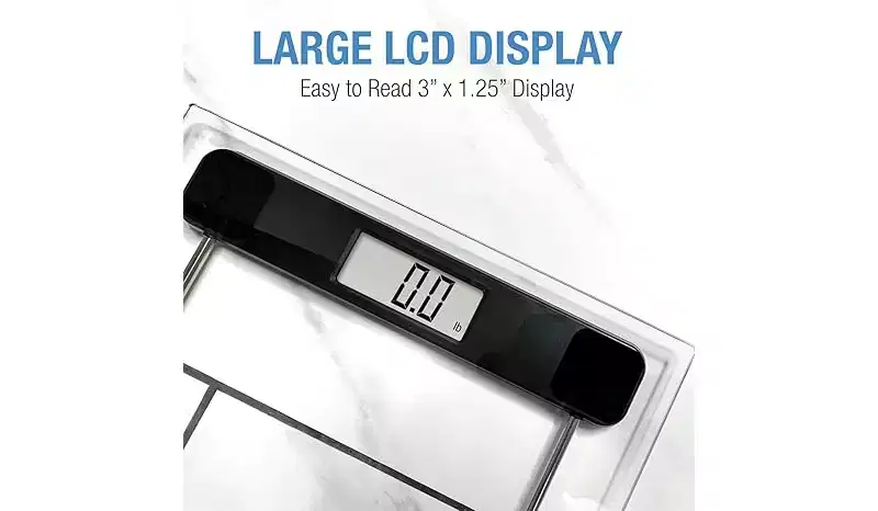DMI Tempered Glass Digital Bathroom Scale with Large LCD Screen, Auto-on Activation, 440 LBS Weight Capacity, Clinically Accurate