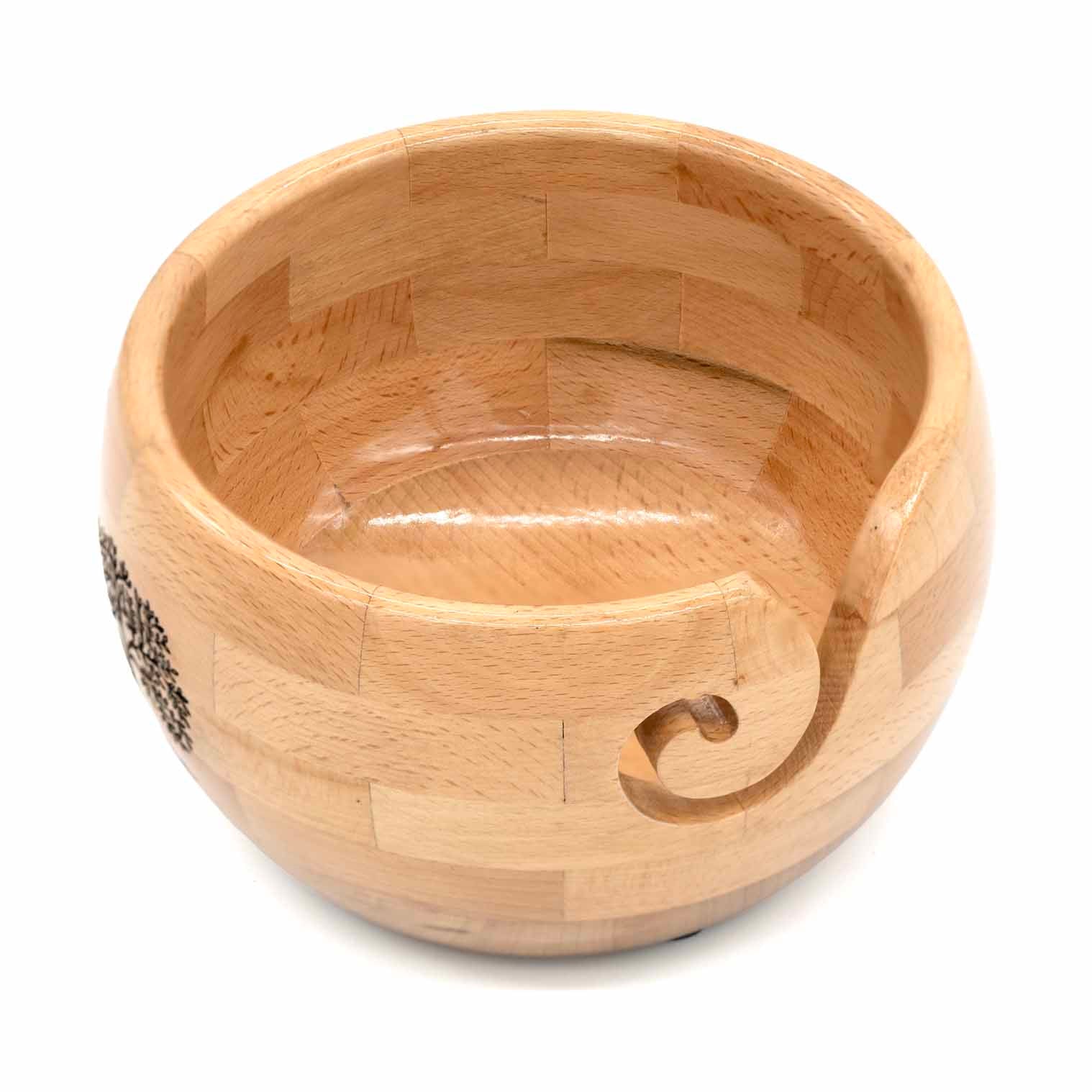 Engraved Tree Wood Yarn Bowl