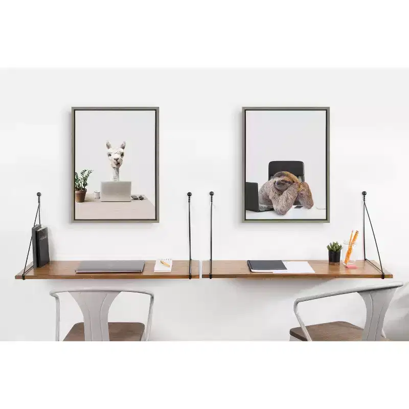 Kate and Laurel Vista Wall Mounted Wooden Desk Shelf