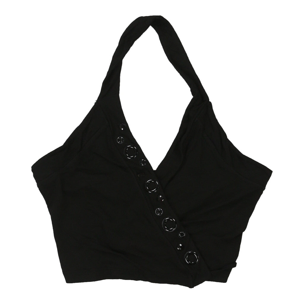 Halterneck Top - Small Black Cotton Blend