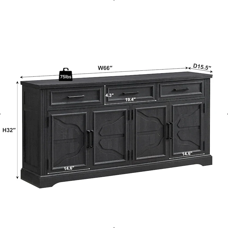 Farmhouse Buffet Sideboard Cabinet,Coffee Bar Wine Bar for Dining Room - N/A