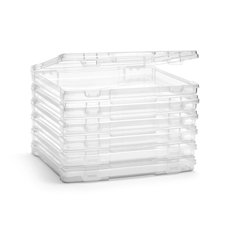 Sorbus Thin Clear Stackable Portable Project Case, Interior 10x12 Snap-Tight Closure Storage Office Supplies - Set of 6