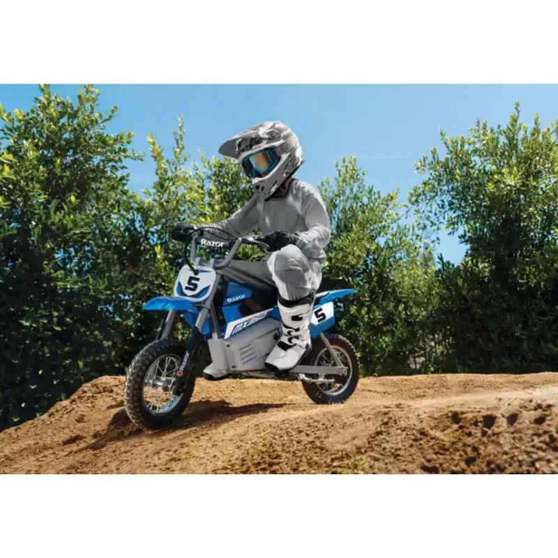 Razor 24V MX350 Dirt Rocket Electric Powered Ride-On Bike - Blue: 250W Motor, 14 MPH