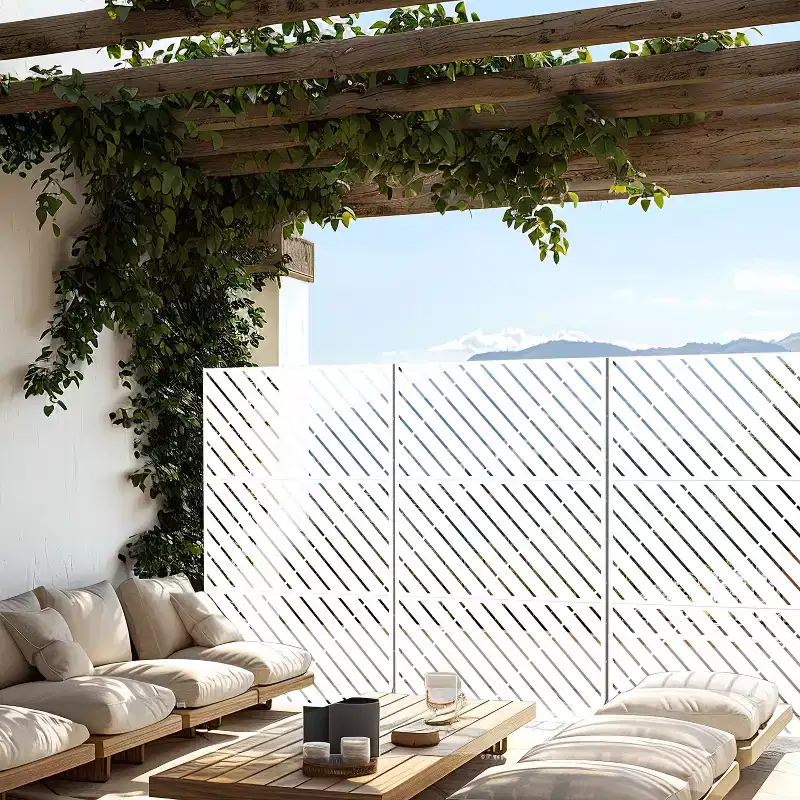 Bernard White Galvanized Steel Screen 183x120x40cm