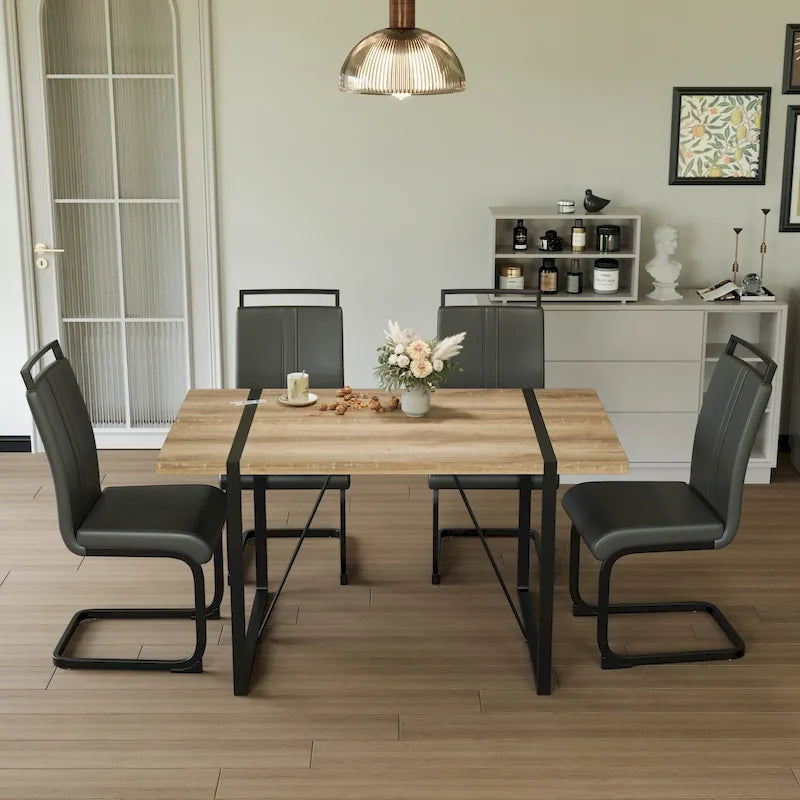 Kitchen Dining Table and Chair Sets Home Party Dining Table and Chair Sets with Metal Table Legs for Dining Room Kitchen
