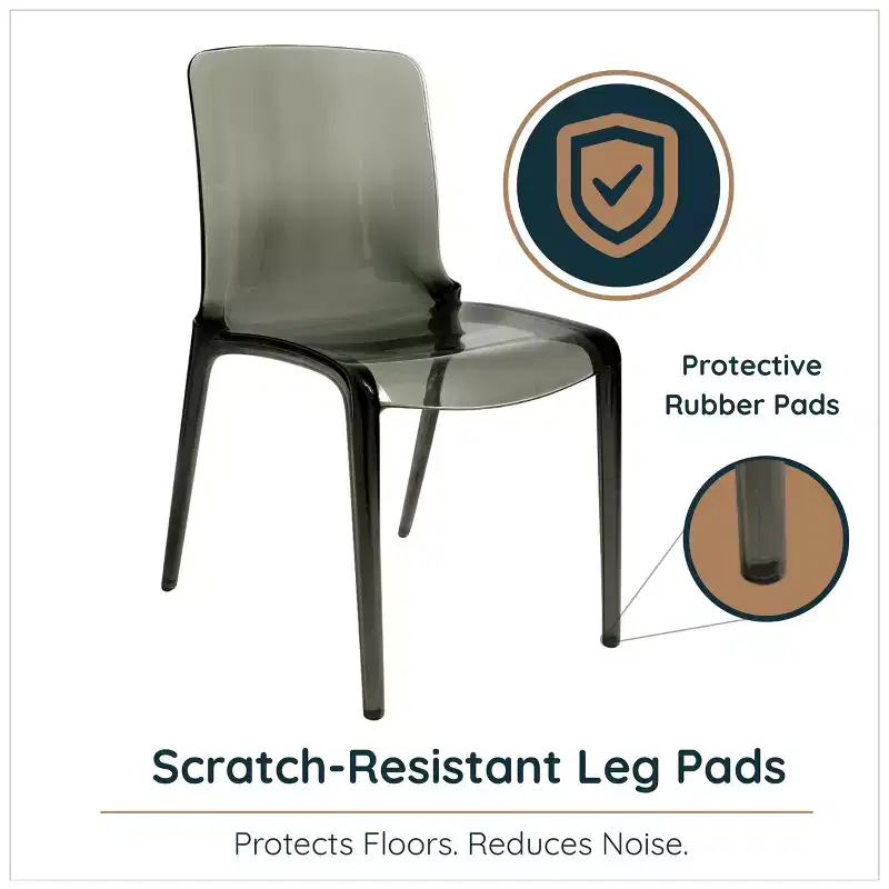 LeisureMod Murray Mid-Century Modern Dining Chair - Waterfall Edge Design Acrylic, Ergonomic and Stackable, Set of 4