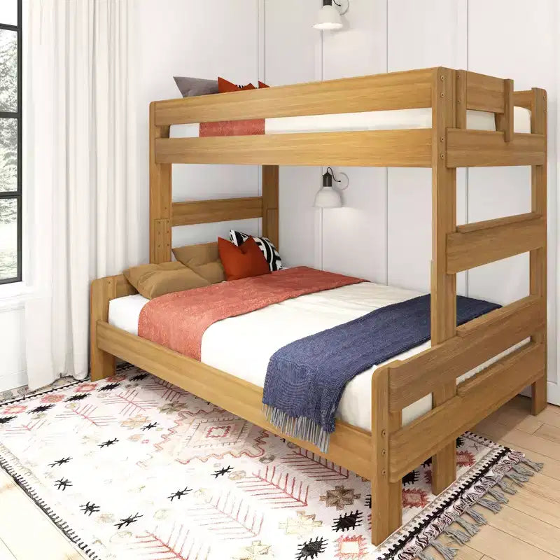 Twin over Full Bunk Bed, Modern Farmhouse Solid Wood for Kids