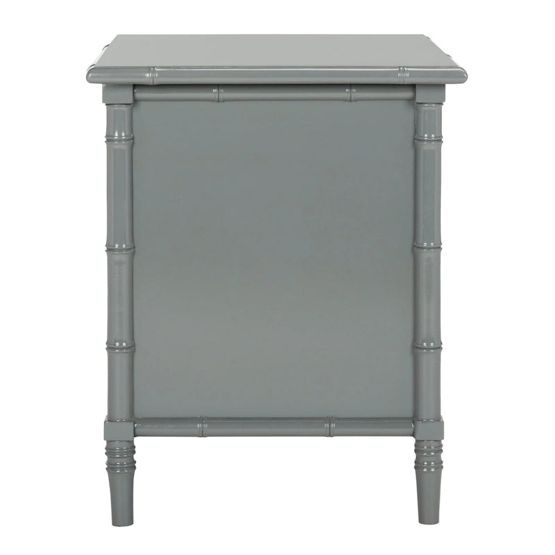 Modern Coastal 3-Drawer Nightstand with Bamboo-Style Frame & Gold Pulls