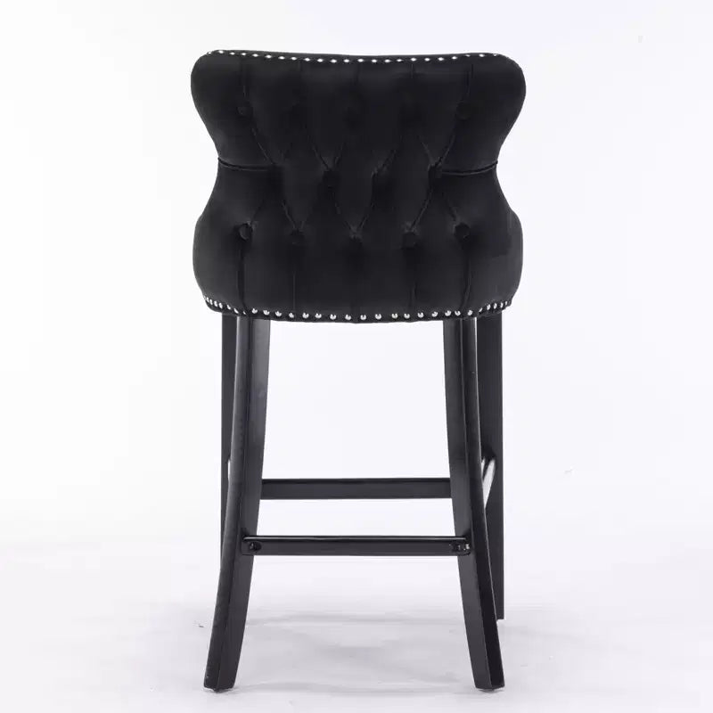 Modern Velvet Wing-Back Counter Stools Set of 2 - Upholstered Bar Chairs for Kitchen, Cafe