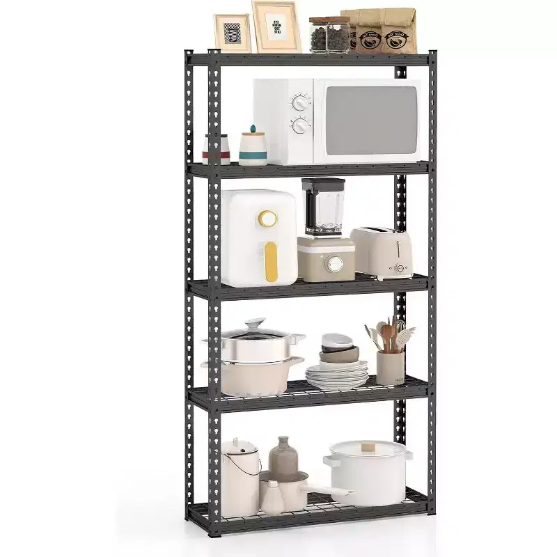 5-Tier Heavy Duty Metal Wire Shelving Unit, Adjustable Shelves & Anti-Slip Feet, 1-4 Pack