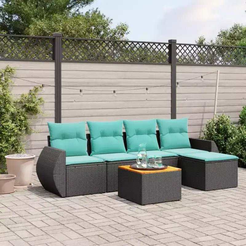 vidaXL 6 Piece Garden Sofa Set with Cushions Poly Rattan